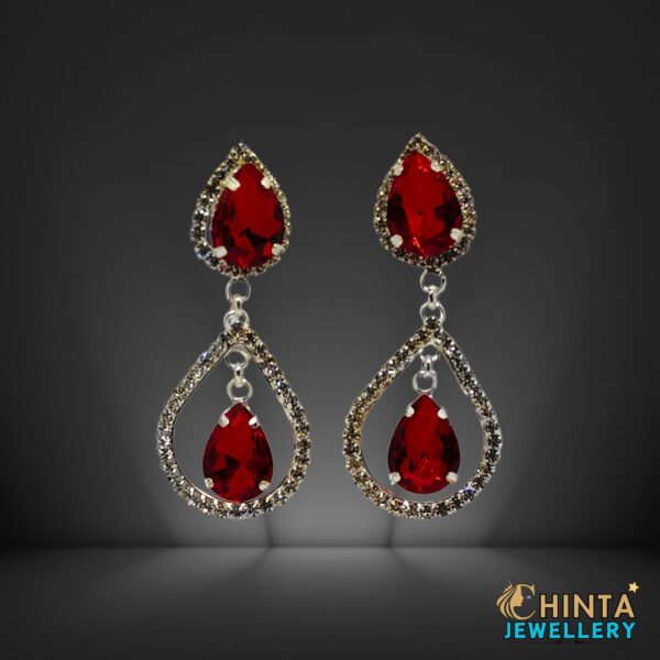 Double Teardrop Earrings with Crystal Accents - Chinta Jewellery Store