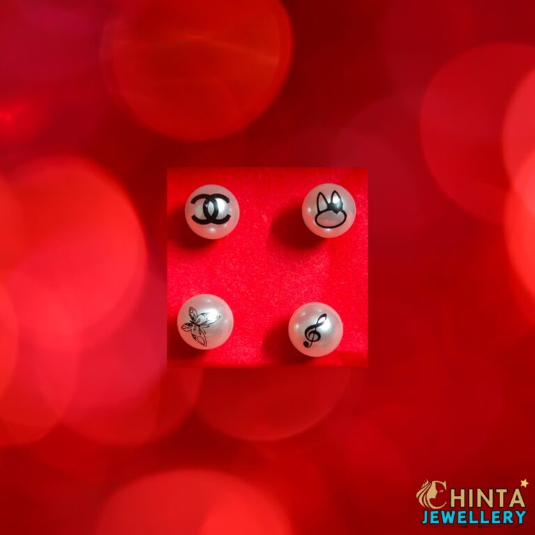 Designer Pearl Stud Earrings Set (4 Pairs) - Chinta Jewellery Store