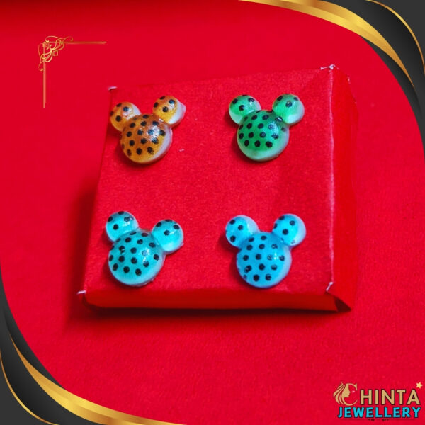 Playful Mickey Mouse Stud Earrings Set (4 Pairs) - Chinta Jewellery Store