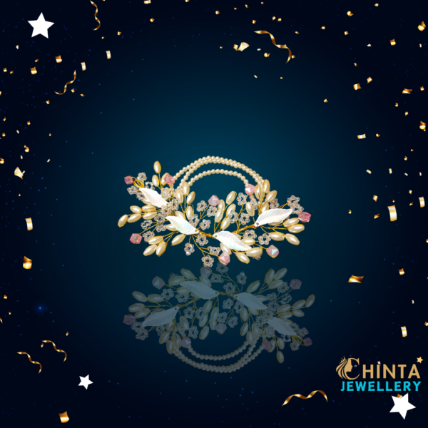 A stunning hair accessory adorned with delicate pearls, shimmering crystals, and intricate floral details. Perfect for weddings, parties, and special occasions.