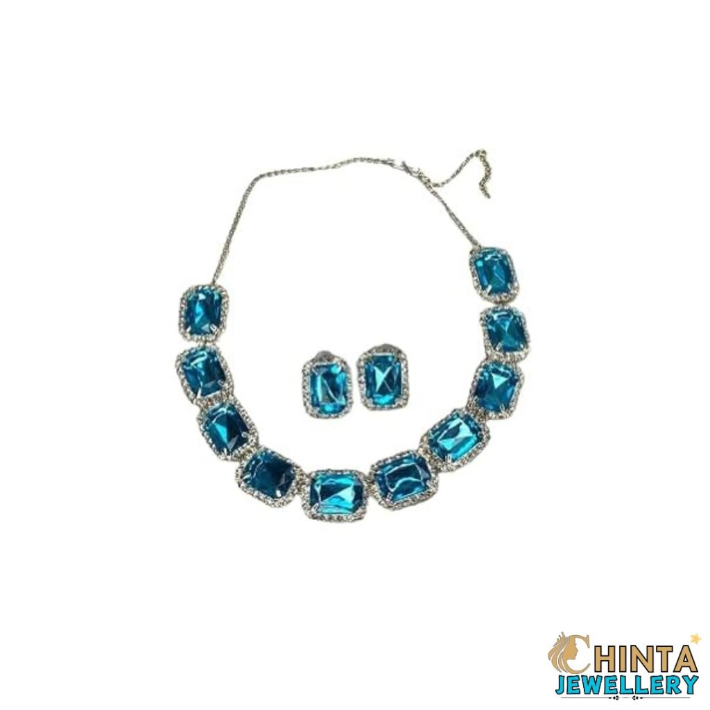 Elegant Blue Necklace and Earring Set for Women - Chinta Jewellery Store