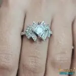Geometric Silver-Tone Ring with Cubic Zirconia - Chinta Jewellery Store