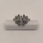 Geometric Silver-Tone Ring with Cubic Zirconia - Chinta Jewellery Store