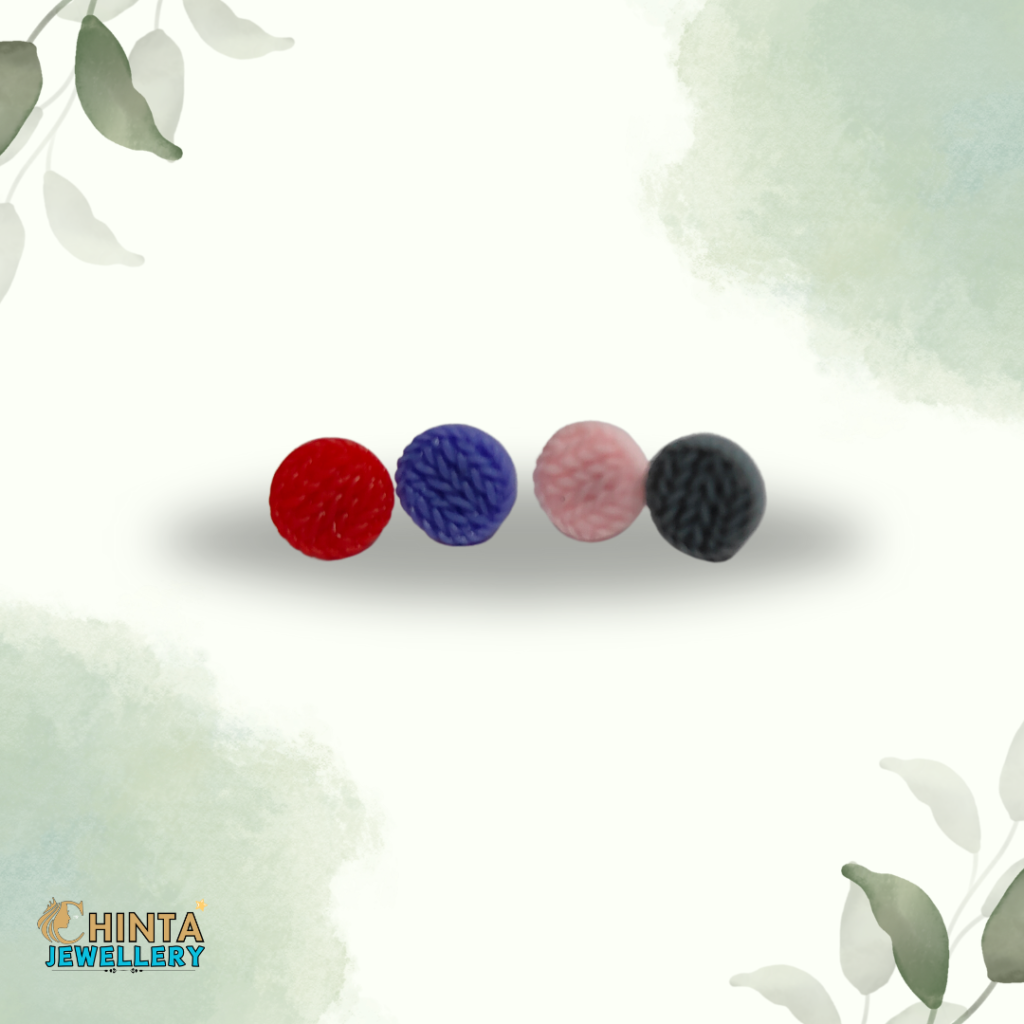 Vibrant Textured Stud Earrings Set (4 Pairs) - Chinta Jewellery Store