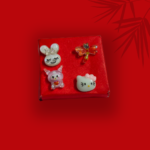 This adorable set of 4 stud earrings features charming cartoon characters: a bunny, a dragonfly, a cute alien, and Hello Kitty. Perfect for adding a playful touch to any outfit!