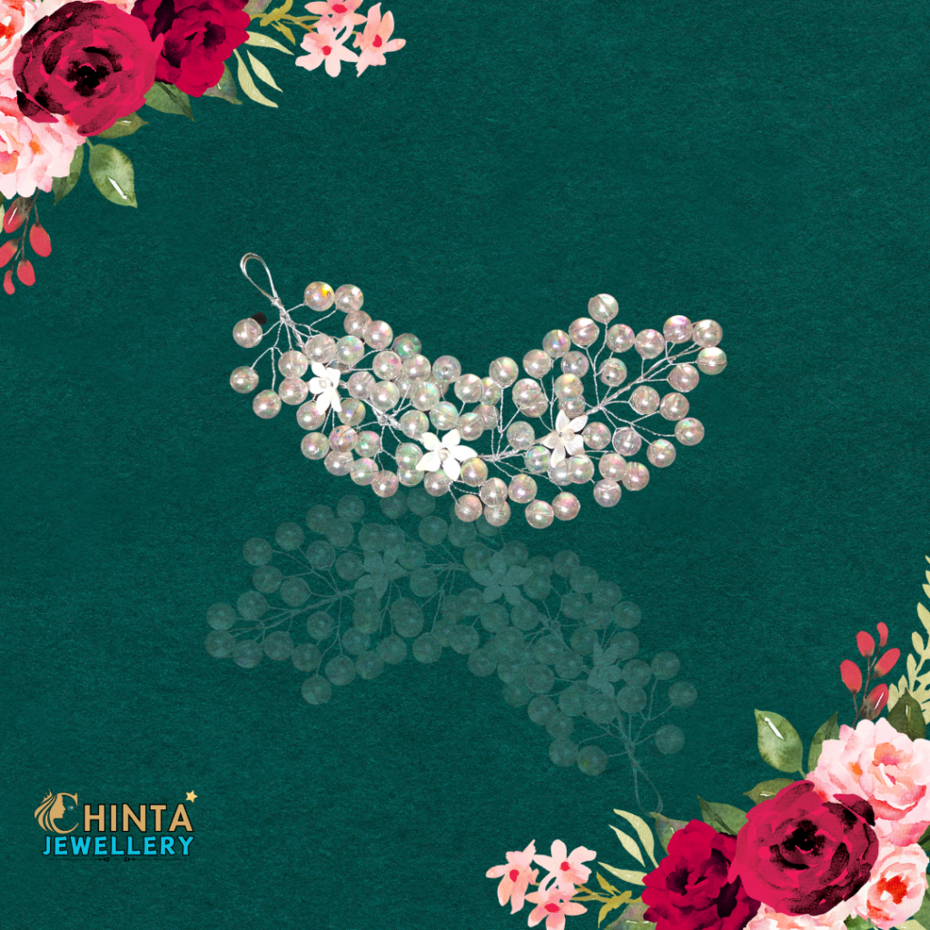 A stunning tiara featuring delicate lace and shimmering pearls, perfect for adding a touch of royalty to weddings, proms, and grand celebrations.