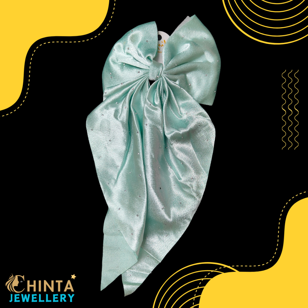 Serene Mint Silk & Gemstone Hairbows for Women - Chinta Jewellery Store
