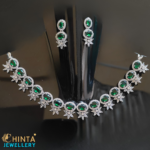 Elegant Emerald Green & Cubic Zirconia Necklace & Earring Set - Chinta Jewellery Store