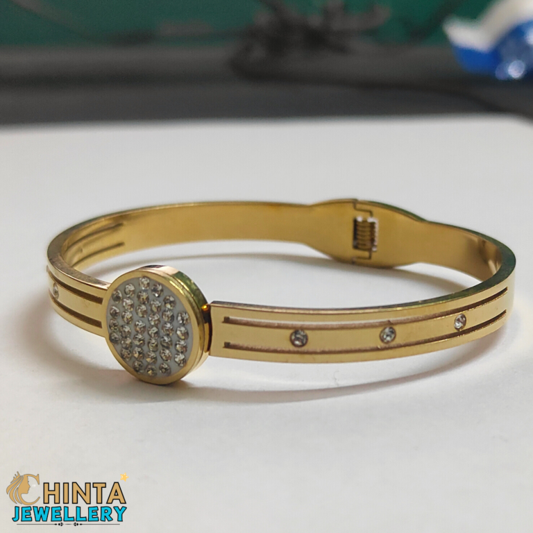 Modern Gold-Plated Crystal Embellished Bangle Bracelet - Chinta Jewellery Store