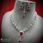 Radiant Ruby Red & American Diamond Necklace & Earring Set - Chinta Jewellery Store